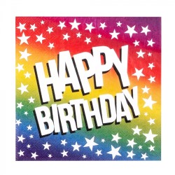 20 SERVIETTES HAPPY BIRTHDAY MULTICOLORES 33 X 33 CM