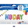 BALLON METALLIQUE A AIR HBDAY MULTICOLORE 36 CM