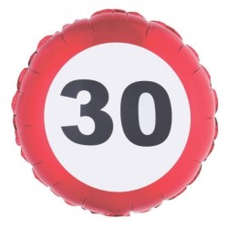 BALLON METALLIQUE ROND 46 CM TRAFFIC SIGN 30