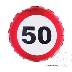 BALLON METALLIQUE ROND 46 CM TRAFFIC SIGN 50