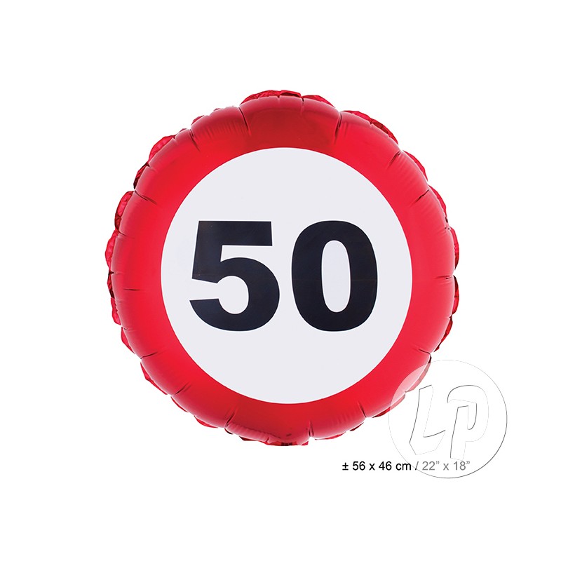 BALLON METALLIQUE ROND 46 CM TRAFFIC SIGN 50