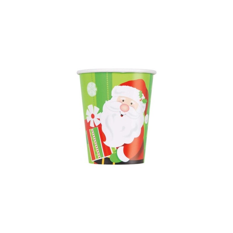 8 GOBELETS EN CARTON HAPPY SANTA