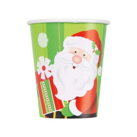 8 GOBELETS EN CARTON HAPPY SANTA