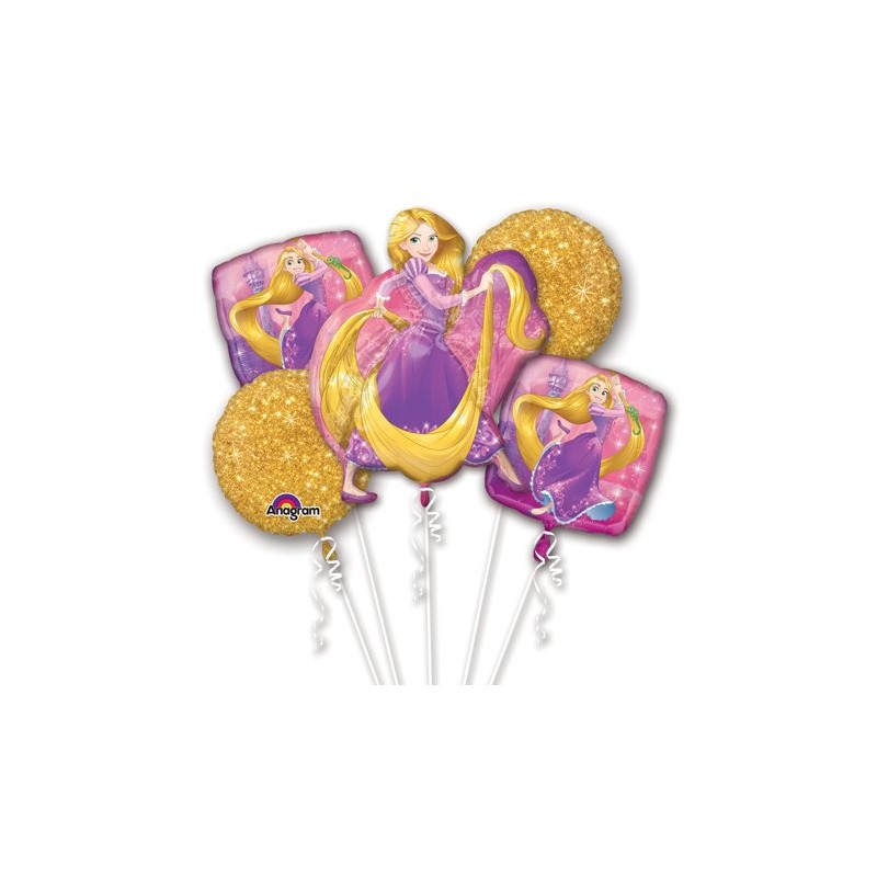 BOUQUET DE 5 BALLONS  METALLIQUES  RAIPONCE PRINCESSE DISNEY