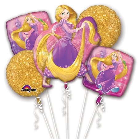 BOUQUET DE 5 BALLONS  METALLIQUES  RAIPONCE PRINCESSE DISNEY