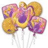 BOUQUET DE 5 BALLONS  METALLIQUES  RAIPONCE PRINCESSE DISNEY