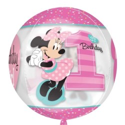 BALLON ORBZ SEE THRU MINNIE FIRST BIRTHDAY 38X40 CM