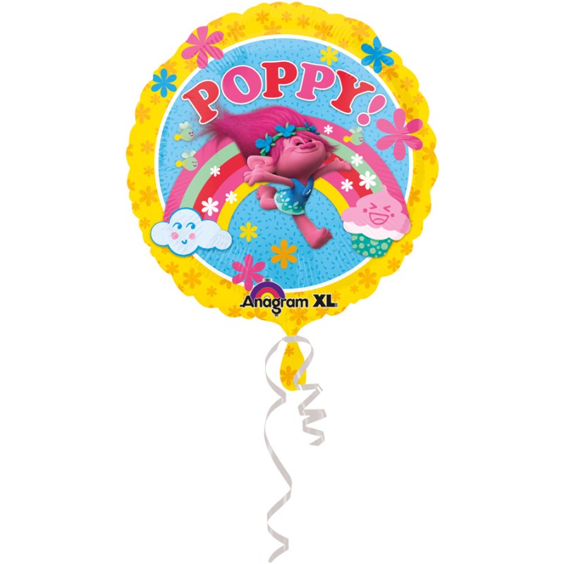 BALLON METALLIQUE ROND TROLLS POPPY 43 CM