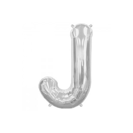 BALLON METALLIQUE LETTRE J ARGENT 86 CM