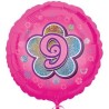 BALLON METALLIQUE CHIFFRE ROND 45 CM 9 SUR FOND ROSE