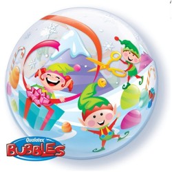 BALLON BUBBLES QUALATEX LUTINS DE NOEL 56 CM