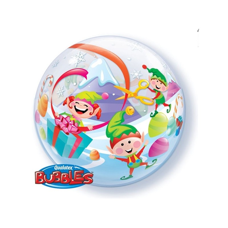 BALLON BUBBLES QUALATEX LUTINS DE NOEL 56 CM