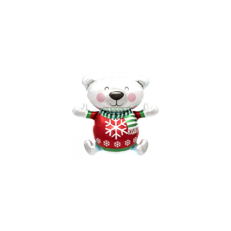 BALLON METALLIQUE OURS BLANC DE NOEL 109 CM