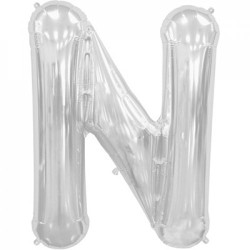 BALLON METALLIQUE LETTRE N ARGENT 86 CM