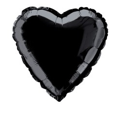 BALLON METALLIQUE 18" COEUR NOIR 45 CM