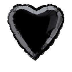 BALLON METALLIQUE 18" COEUR NOIR 45 CM