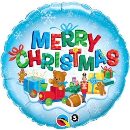 BALLON METALLIQUE ROND MERRY CHRISTMAS JOUETS MULTICOLORE QUALATEX