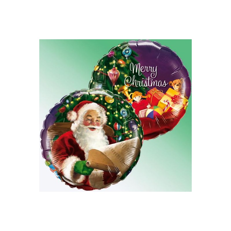 BALLON METALLIQUE ROND QUALATEX PERE NOEL CLASSIQUE 46 CM