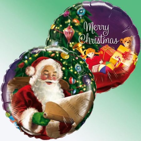 BALLON METALLIQUE ROND QUALATEX PERE NOEL CLASSIQUE 46 CM