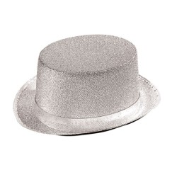 CHAPEAU HAUT DE FORME LUREX ARGENT