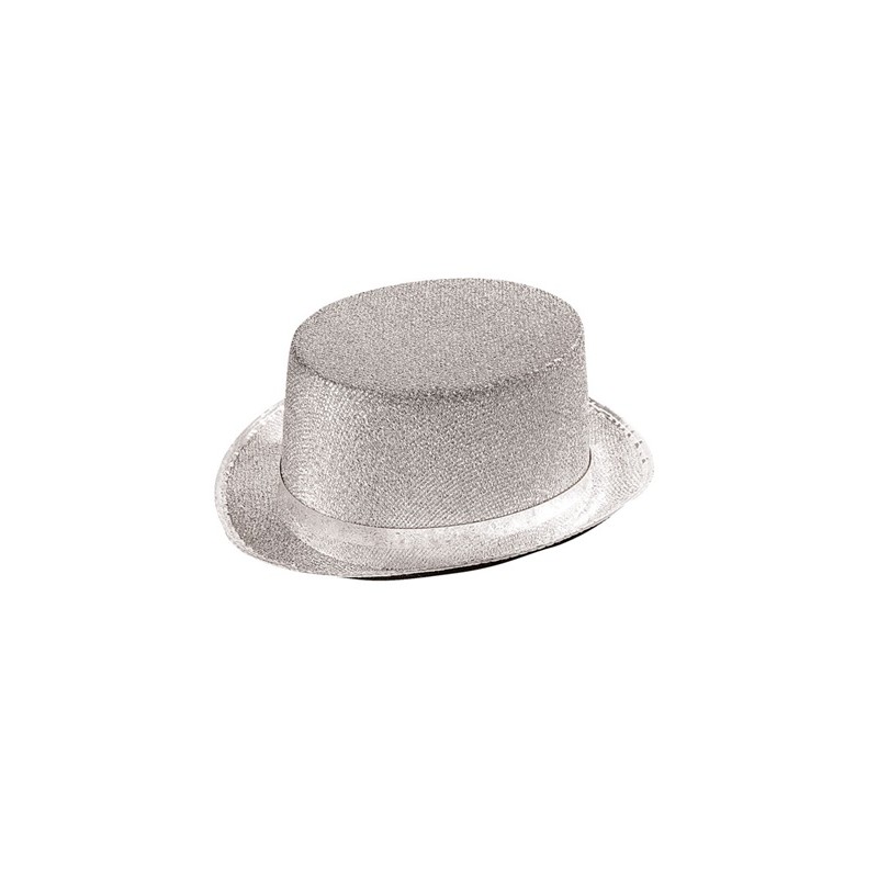 CHAPEAU HAUT DE FORME LUREX ARGENT