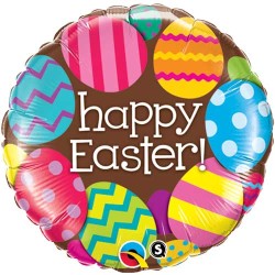 BALLON METALLIQUE DE PAQUES HAPPY EASTER 46 CM DE DIAMETRE