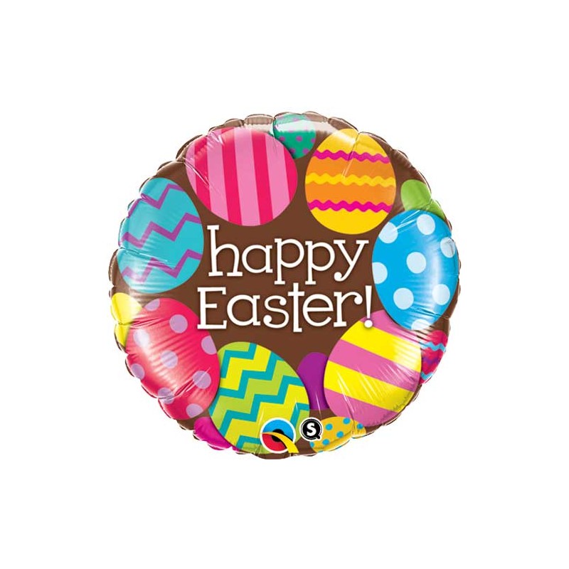 BALLON METALLIQUE DE PAQUES HAPPY EASTER 46 CM DE DIAMETRE