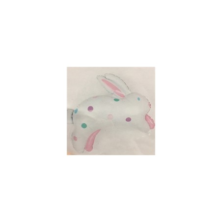 BALLON METALLIQUE LAPIN POIS PASTEL MULTICOLORE