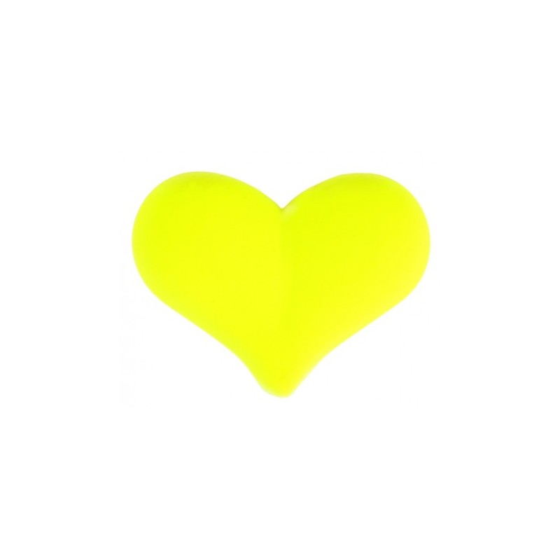 12 PERLES COEURS JAUNE FLUO 