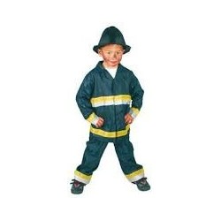 DEGUISEMENT POMPIER BLEU BANDE JAUNE TAILLE 7/9 ANS