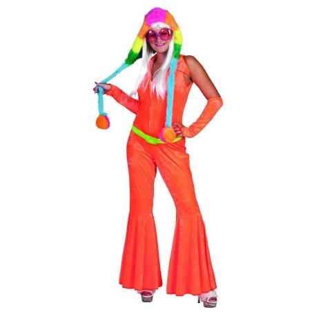 DEGUISEMENT FLUO 80 S FLUO  ORANGE COMBI/GANTS TAILLE 36/38