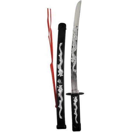 EPEE NINJA NOIR DECOR ARGENT LACET ROUGE