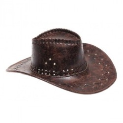 CHAPEAU WESTERN EFFET VIEUX CUIR MARRON