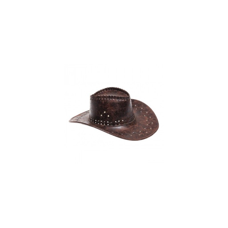 CHAPEAU WESTERN EFFET VIEUX CUIR MARRON CHAPEAU WESTERN EFFET VIEUX CUIR MARRON