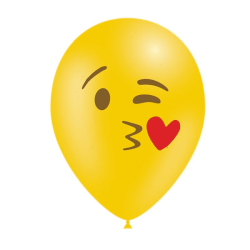 10 BALLONS JAUNE EMOTICONES kISSING HEART