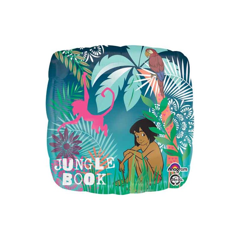 BALLON METALLIQUE CARRE LIVRE DE LA JUNGLE 43 CM