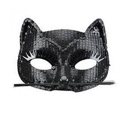 MASQUE LOUP CHAT NOIR PAILLETTES