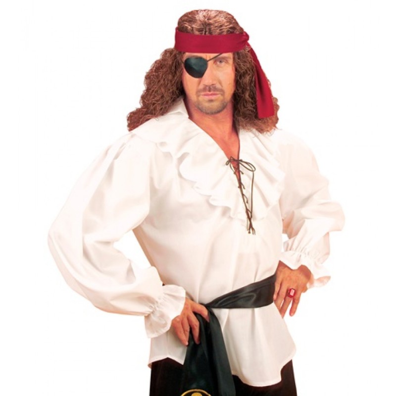 CHEMISE BLANCHE A JABOT PIRATE OU RENAISSANCE HOMME TAILLE  M-L