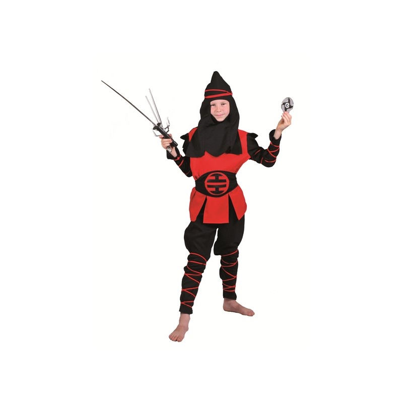 DEGUISEMENT NINJA ROUGE ET NOIR TAILLE 6 ANS