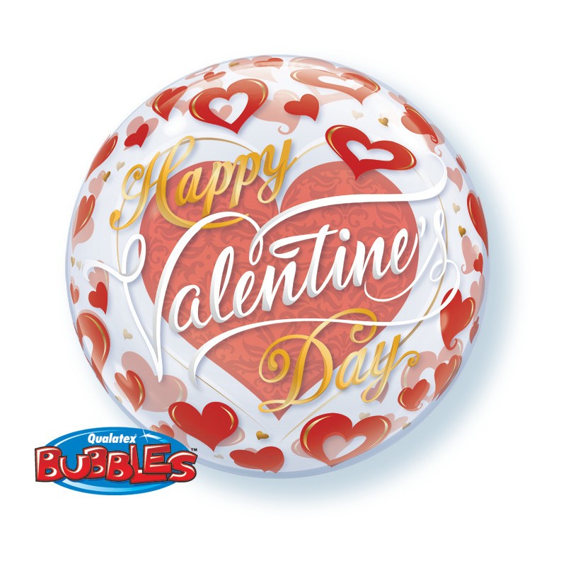 BALLON BUBBLE HAPPY VALENTINE'S DAY 56 CM