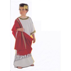 DEGUISEMENT CESAR TOGE BLANCHE DRAPE ROUGE TAILLE 5-7 ANS