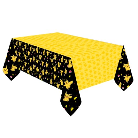 NAPPE EN PAPIER POKEMON PIKACHU NOIR ET JAUNE  120 X 180CM