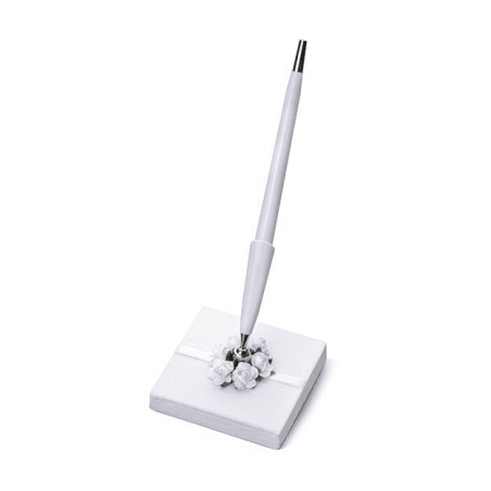 STYLO ET PORTE STYLO ROSES BLANCHES