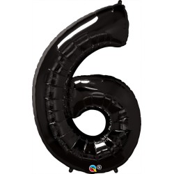 BALLON METALLIQUE CHIFFRE 6 NOIR 86 CM