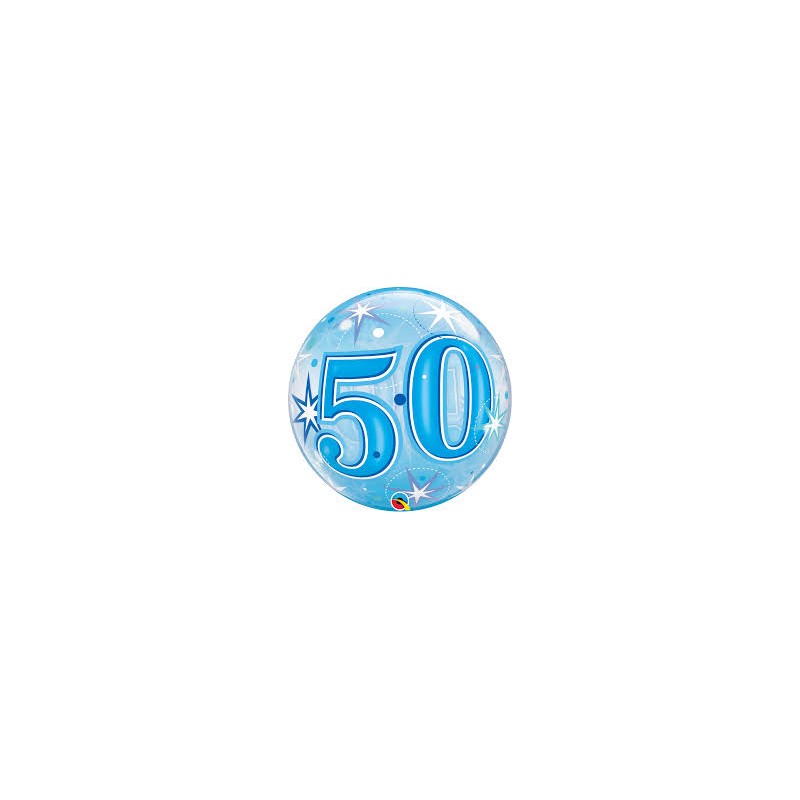 BALLON BUBBLES CHIFFRE 50 BLEU 56 CM