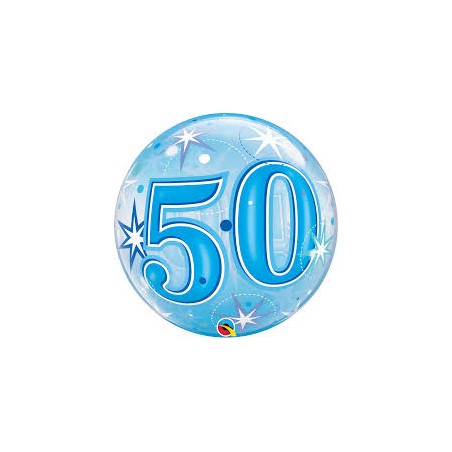 BALLON BUBBLES CHIFFRE 50 BLEU 56 CM