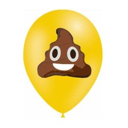 10 BALLONS EMOTICONES POOP JAUNE