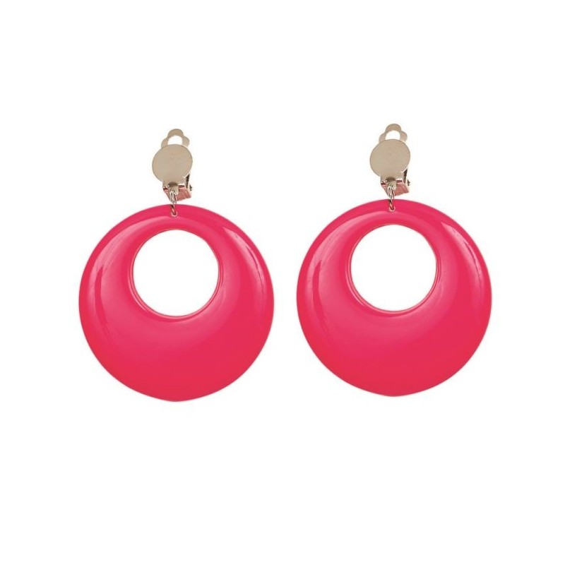 PAIRE DE BOUCLES D'OREILLES FLUO ROSE