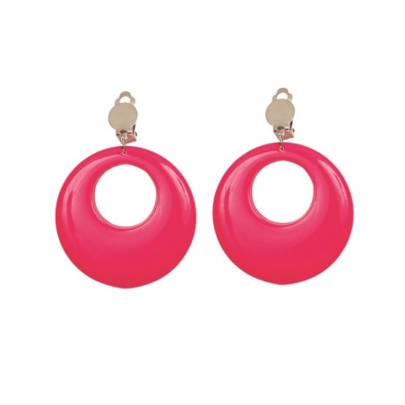 PAIRE DE BOUCLES D'OREILLES FLUO ROSE