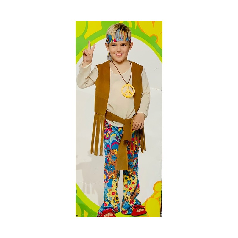 DEGUISEMENT GARCON HIPPIE BOY PEACE AND LOVE TAILLE 8-10 ANS